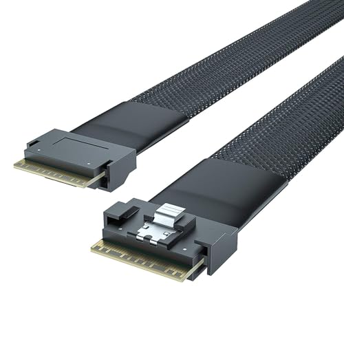 10Gtek 24G SlimSAS SFF-8654 to SFF-8654 Cable, 8i Internal Cable, SAS 4.0, 100-ohm, Compatible with Servers, Storage Systems, Workstations & High-Performance Computing, 1-m(3.28ft)