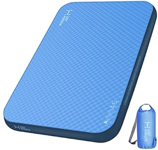 LOSTHORIZON Airsoft 4.5” Thick Self Inflating Sleeping Pad with Solid Foam, Camping Mattress with Pump Sack, Portable Roll Up Bed, Inflatable Outdoor Mat for Rooftop Tent Car Truck Van, 4 Season