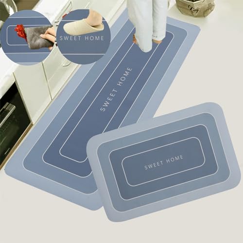 Image of HomeCloud Rubber Kitchen Mats for Floor Set of 2 Pcs | Non-Skid, Soft Absorbent Rugs for Kitchen, Laundry, and Hallway | 120x40cm, 40x60cm| 4mm Thickness