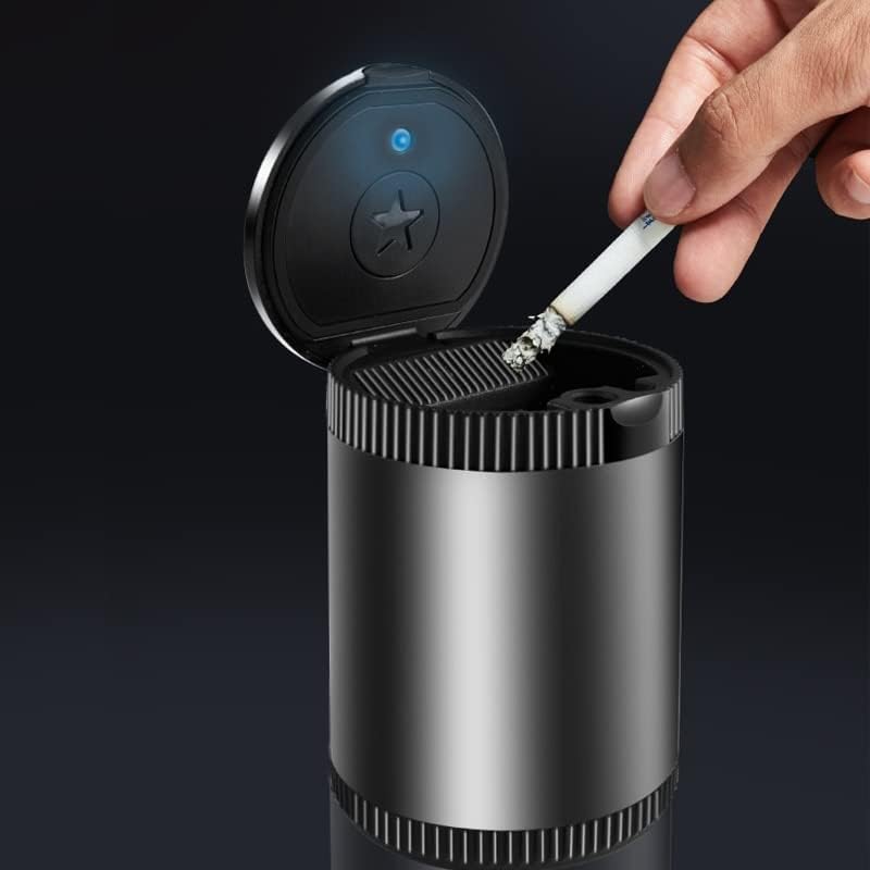 Ashtrays Car Ashtray Creative with Cover Multi-Function Car Ashtray with Cover Light 102 * 65mm Cigarette Ashtray (Color : Gris)