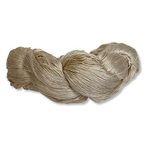 Revolution Fibers Mulberry Silk Lace Yarn, 100% Pure Off-White (Undyed) Lace Weight Skein Silk 20/2, Can Be Dyed, 100 Grams - 1000 Yards Per Hank, Weaving, Crafting, Crochet, Knitting (1-Pack) #TOP5