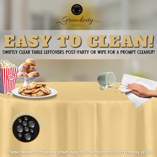 Image of Grandipity 24 Pack Premium Disposable Plastic Tablecloth 84 inch Inch Decorative Round Table Cover - Ivory