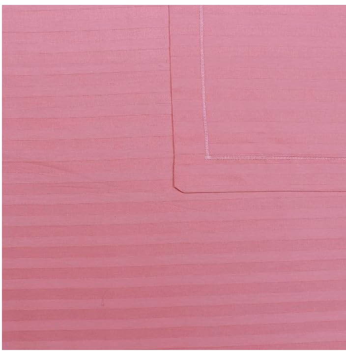 Image of Pink Striped King Flat Bedsheet 300 Thread Count Polycotton Blend