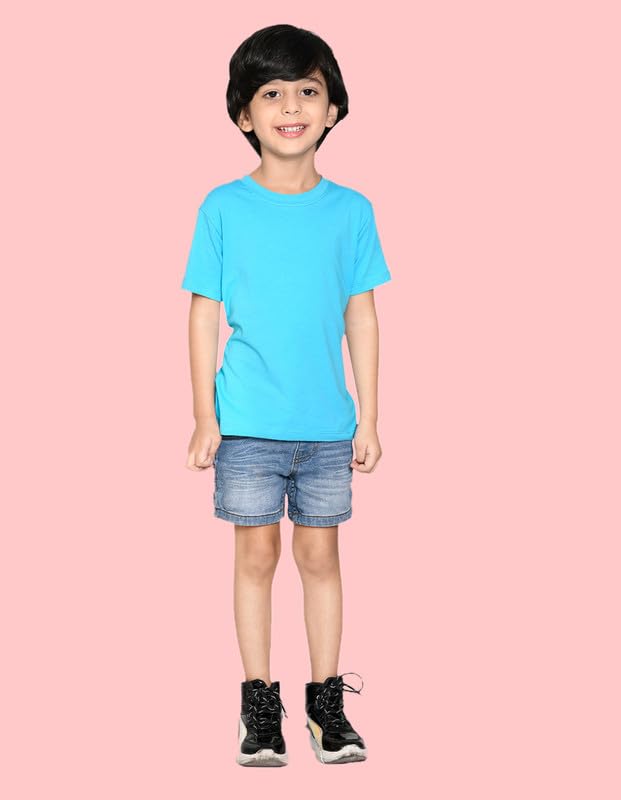 Image of Nusyl Boys Half Sleeves Solid T-Shirt for Kids | Soft Cotton Blend | Comfortable Regular Fit | Casual 2-16 Years | Multiple Colors & Pack Options