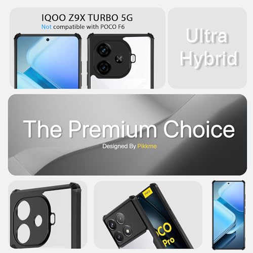 Image of Pikkme Vivo Y200 GT 5G Back Cover | Crystal Clear Transparent Back | Ultra Hyrbid | Full Camera Protection | Raised Edge | Bumper Back Case (Black)