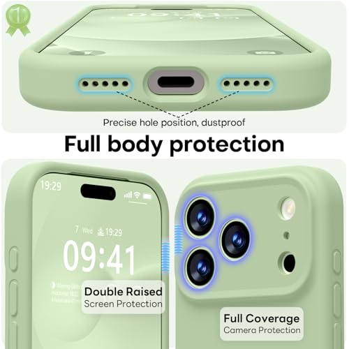 Image of LOVE 3000 Designed for iPhone 17 Pro Max Case, Premium Silicone [Compatible with Magsafe][Soft Anti-Scratch Microfiber Lining] Shockproof Protective Phone Case for Men Women 6.9 inch, Matcha