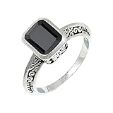 JEWELFORCE Anillo con gema de Ónix negro Unisex Todas las tallas Ideal para regalar plata de ley 925 Joyería artesanal JSR-1149AE_51 (16.2)