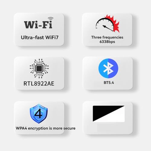 Carte WiFi 7 RTL8922AE M.2 pour PC portable et fixe avec Bluetooth 5.4 - 3