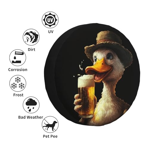 Image of Cute Duck Spare Tire Cover Universal Wheel Tire Cover Funny Cartoon Duck Tire Protectors for Travel Trailer Rv SUV Truck Camper and Many Vehicle 14 Inch