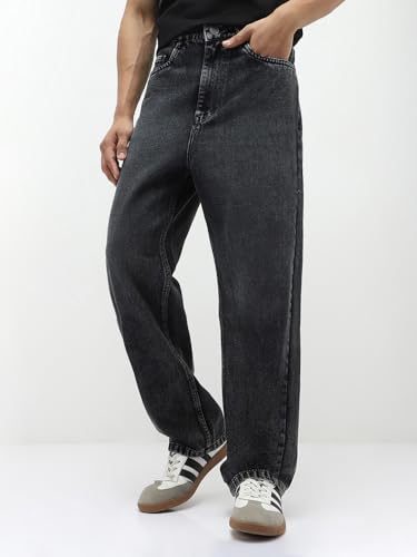 Image of Urbano Fashion Men's Loose Baggy Fit Heavy Washed Jeans Non-Stretchable