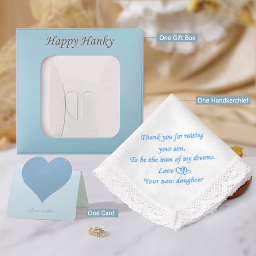 Image of HOULIFE Wedding Handkerchiefs for Bride Something Blue Bride Groom Gift