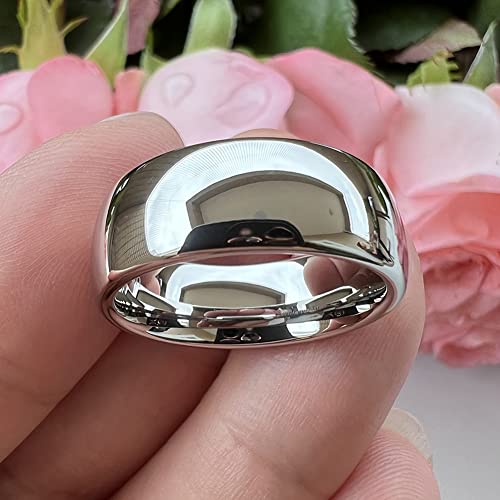 TUTISS 8mm White Tungsten Rings for Men Women Engagement Wedding Bands Domed Polished I Love You Engraved Comfort Fit Size 11 - Image 3