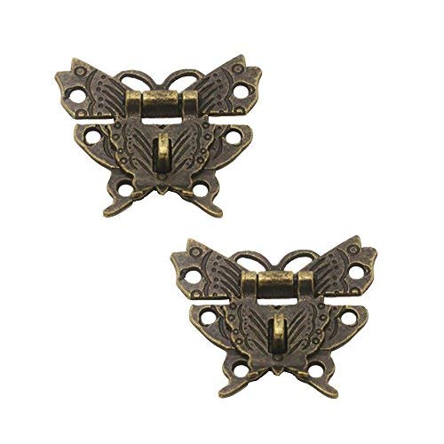 RZDEAL 2 pestillo de hebilla de metal de tamaño mini con cierre de mariposa y bisagras de aleación para gabinete vintage Cover