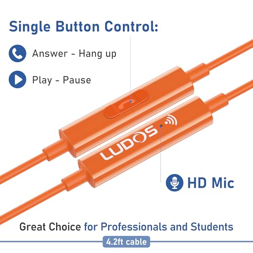 Image of LUDOS FEROX USB C Headphones for iPhone 17 16 15 Pro Max Plus Air iPad Pro, 5 Years Warranty, USB-C Earbuds for Samsung Galaxy S24 S23 Ultra S22 S21 FE S20 Z Flip 3 Fold 4 A53, USB Type C Earphones