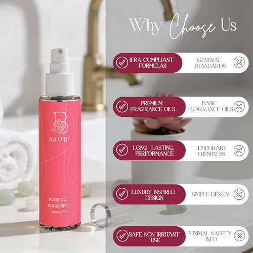 Image of BSOUL Air Freshener Spray 100 ML Pack Of 2 Rose | Calming Floral Room & Nature Inspired Fragrance for Car Non-Toxic & Long-Lasting Room Freshener