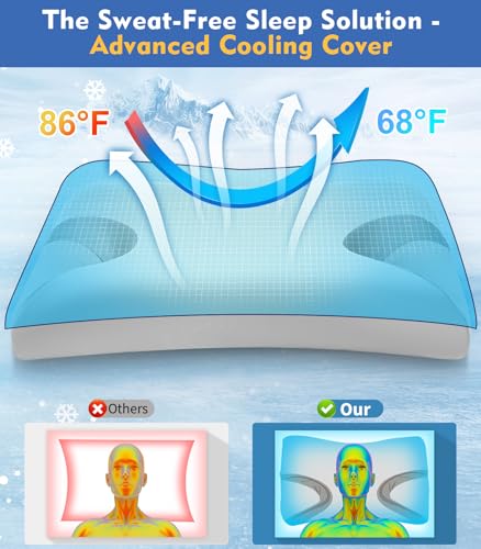 Image of CPAP Cervical Pillow for Side Sleepers - Reduce Mask Air Leaks & Pressure, Ergonomic Neck Support for Pain Relief, Dual-Height Memory Foam Pillow with Cooling Cover for Side, Back & Stomach Sleepers