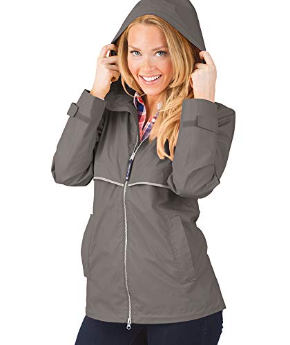 Charles River Apparel Womens New Englander Wind & Waterproof Rain Jacket, Grey/Reflective, XL