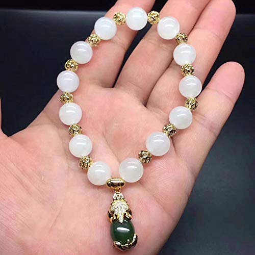 Bracelet de jade Hetian de 9.1 mm et son pendentif Pixiu chic - 3