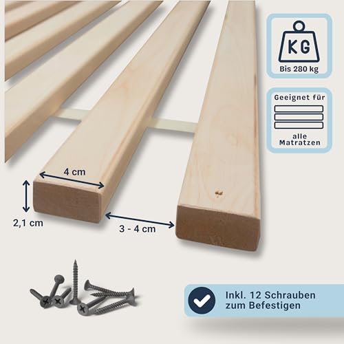 Foto von Betten-ABC Madera Rollrost XXL mit 23 extra stabilen Leisten aus massiven Buchenholz, belastbar bis ca. 280 kg Größe 90 x 200 cm