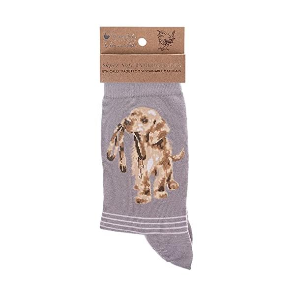 Wrendale Designs Socken, Hund mit Leine, Grau