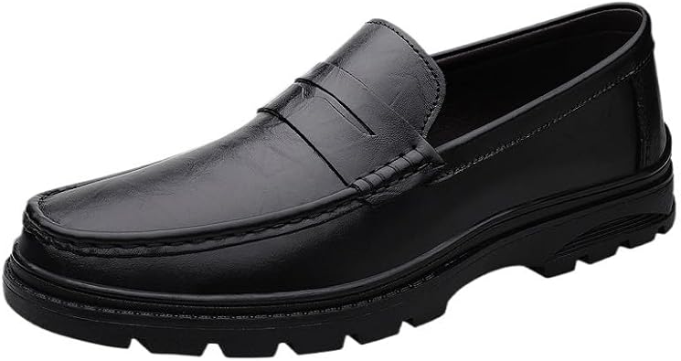 Mens Casual Slip-on Oxford Shoes Thick-soled Low-top Round-toed Rubber Shoes warm wear-resistant Non-slip Shock-absorbing Comfortable Shoes for Men