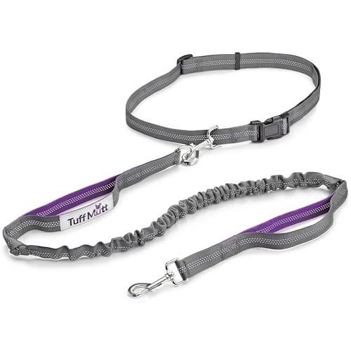 Tuff Mutt Hands Free Dog Leash for Walking Running Hiking, Waist Leash with Bungee, Adjustable Belt...