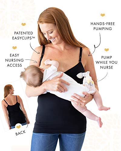 Kindred Bravely Sublime Hands Free Pumping Tank | Patented All-In-One Pumping & Nursing Tank Top With Easyclip (Black, Xx-Large) #TOP1