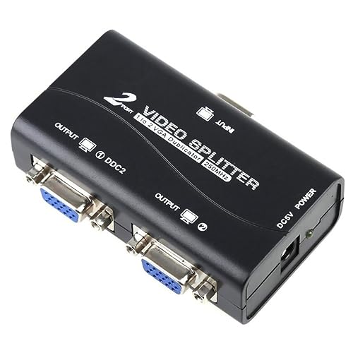 VGA Splitter 1 in 2 Out High Resolution Switch VGA Video Splitter Converter Adapter for Laptop PC to Monitor