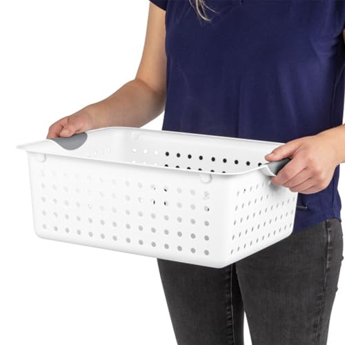 Sterilite Large Ultra Basket, Storage Bin to Organize Closets, Cabinets, Pantry, Shelving and Countertop Space, White, (Pack of 6) thumbnail 9