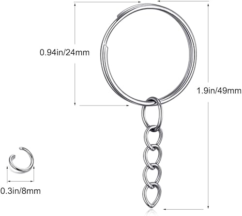 Miniatura 3 de 100 llaveros divididos con cadenas, eslabones abiertos, anillos de salto para manualidades, manualidades, suministros para fabricar llaveros, kit de
