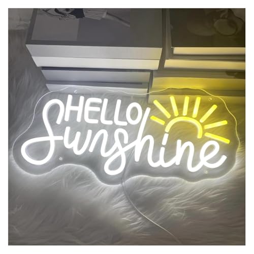 Enseigne lumineuse néon Hello Sunshine idée cadeau déco originale 38cm
