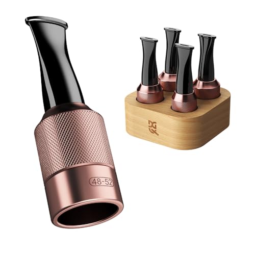 DGHOPE Cigar Holder & Mouthpiece Tips Set (3658 Ring Gauge) Reusable Metal & Resin Cigar Mouthpiece with Beech Wood Storage Base Smooth Draw Cigar Accessories Gift for Men and Women Brown