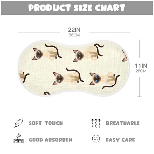 Burbuja Siamese Cats Muslin Baby Burp Cloths, Soft & Absorbent Cotton Burping Rags for Newborn Boys & Girls, 2 Pack2