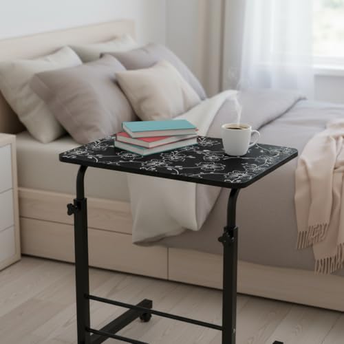 Image of TECHNOVIBES Foldable Study Table /Bed Table /Foldable and Portable Wooden /Writing Desk for Office /Home /School (Black Flower)