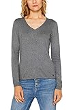 Unifarbener Pullover aus glattem Feinstrick mit V-Ausschnitt und schmalen Rippbündchen am Ärmel und am Saum