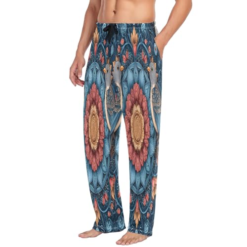 Blue Bird Mandala A Men's Pajama Pants Lightweight Sleepwear Bottom Lounge Pants4