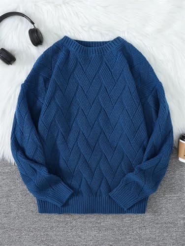 Men Japanese Style Round Neck Couple Plain Weave Style Trendyy Long-Sleeved Sweater2