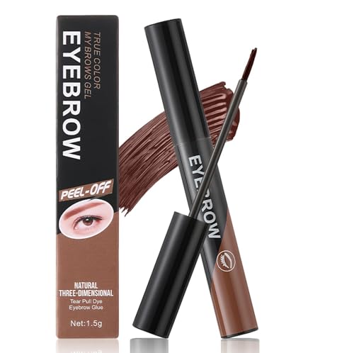 Ursoulney Eyebrow Gel - Easy Peel-Off for Fuller& Defined Brows, Waterproof Transfer-Proof Temporary Brow Gel, Last Up to 3 Days Makeup for Natural Looking Brows (Dark Brown)