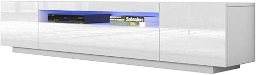 Miami 200 Soporte de TV para televisores de hasta 90 pulgadas, moderno centro de entretenimiento de alto brillo de 79 pulgadas, consola multimedia