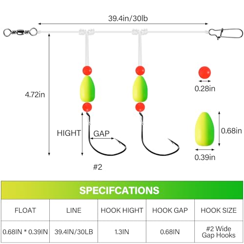 image for Alwonder 5-Pack Pompano Rigs Surf Fishing Rigs with Snell Floats Saltw