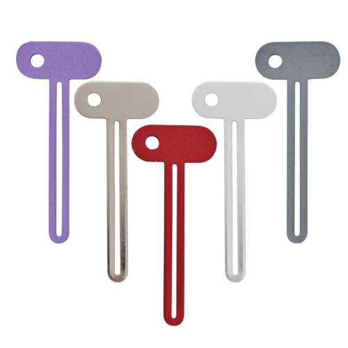 YUVKIN 5 Piezas Tubo Exprimidor de Acero Inoxidable Tubo Enrollador Prensa de Tubos Exprimidor de Pasta de Dientes Metálico para Cosméticos Crema de Zapatos Crema de Manos (5 Colores)