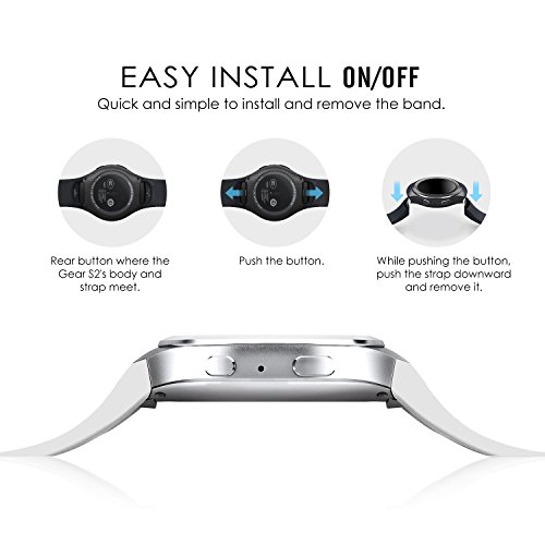 Moko Watch Band Compatible With Samsung Gear S2, Soft Silicone Replacement Sport Band Fit Gear S2 (Sm-R720 / Sm-R730 Only) Smart Watch, Not Fit S2 Classic (Sm-R732 & Sm-R735), Not Fit Gear Fit2,White #TOP5