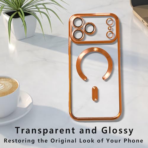 ZinLyuen Magnetic for iPhone 17 Pro Max Case Clear, Compatible with MagSafe, Built-in Camera Lens Protector, Soft Slim Phone Case Cover for iPhone 17Pro Max 6.9" - Orange by ZinLyuen - Used condition - US$9.45