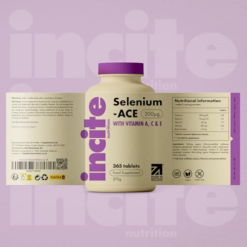 Incite Nutrition Selenium Tablets 200mcg. 12 Month Supply of Essential Mineral Supplements. Selenium Nail Supplements with Vitamins A, C and E, to Combat Oxidative Stress - Image 7