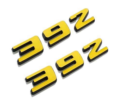 Image of Pair Set 392 Front Right Door Side Badge Nameplates Emblem Self-Adhesive Decals Sticker (Black Yellow)