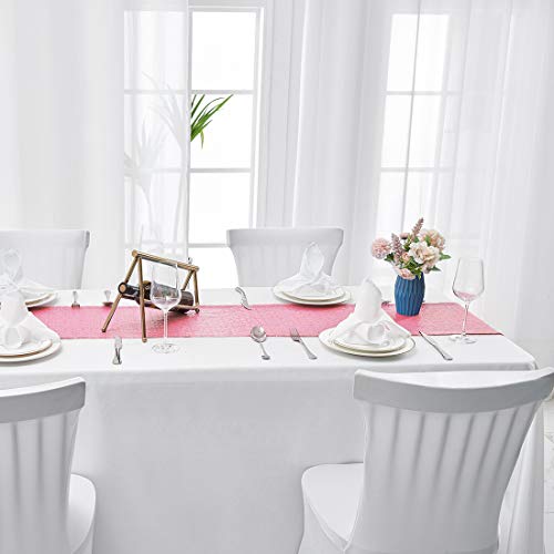 15 Packs 12 X 108 Inches Pink Sequin Table Runner, Glitter Pink Table Runner For Wedding Birthday Bachelorette Holiday Party Supplies Decorations Bridal Shower Baby Shower #TOP6