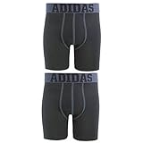 adidas Boy's Climalite Boxer Brief Underwear (2-Pack), Assorted: Black/Thunder Grey/Black Thunder Grey, Small/6-8