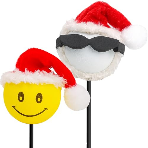 YGMONER Santa Claus Antenna Toppers 2-Pack - Festive Car Decor with Santa for Easy Parking Spot Locator, Christmas Antenna Ball for Auto Accessories