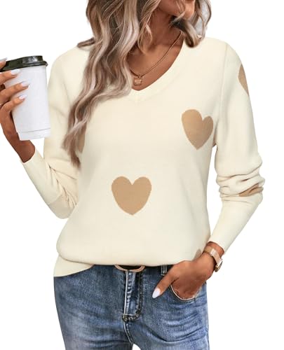 Image of Women's Spring Sweaters 2026 Casual Long Sleeve Pullover V Neck Lightweight Sweatshirts Cute Blouse Tops