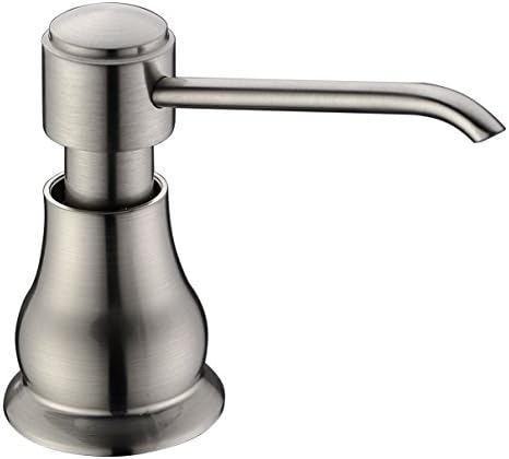 Delle Rosa Soap Dispenser Pump, Brass Kitchen Sink Soap Dispenser, Soap or Lotion Pump Dispenser, Built in Countertop Soap Dispenser Brushed Nickel, 11oz